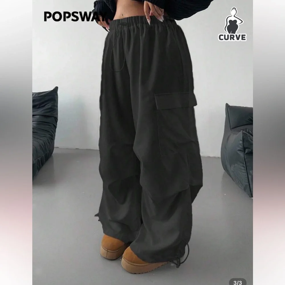 SHEIN 4X plus-size streetwear cargo Track Pants with drawstring. - Picture 3 of 5